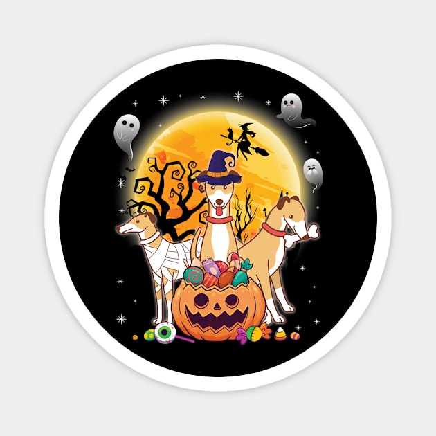 Whippets Dog Mummy Witch Moon Ghosts Happy Halloween Thanksgiving Merry Christmas Day Magnet by joandraelliot